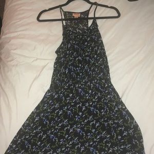 Black flower print dress